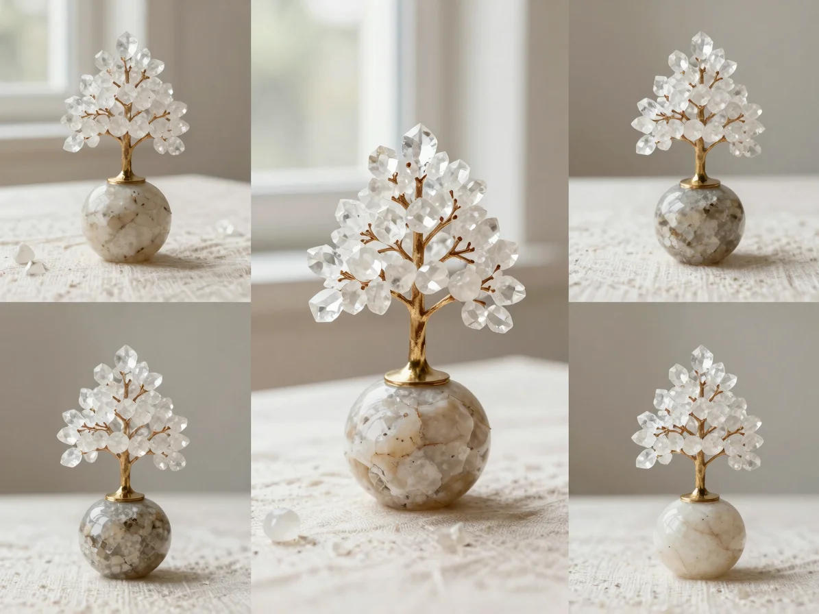 Editorial product photograph of a raw natural stone ornament and